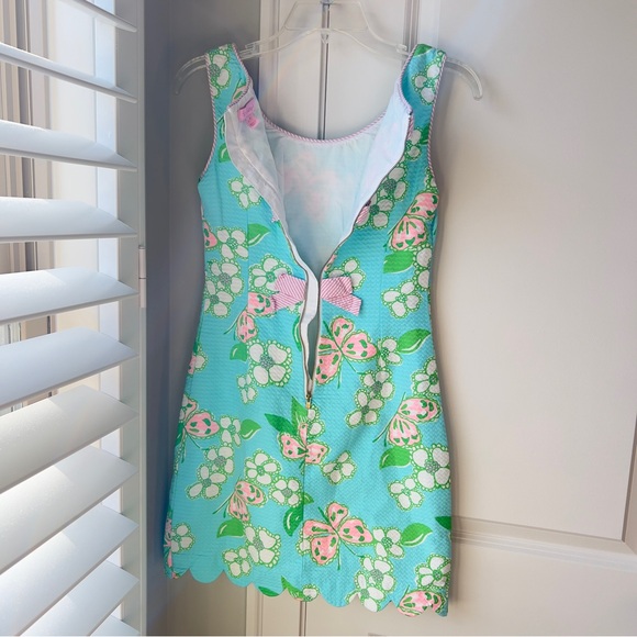 Lilly Pulitzer Nina Tootie Pink Green Scalloped Hem Floral Dress Women's Size 2 - Picture 13 of 13